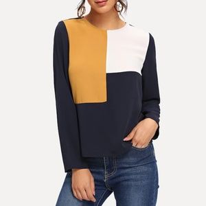 NWOT Chic Color Block Tunic Blouse